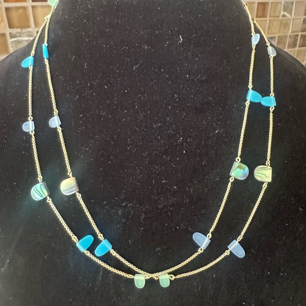 Kendra Scott Gold Necklace with Blue and Green Accents